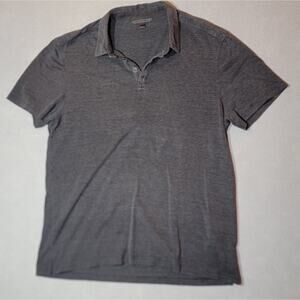 John Varvatos Silk Cotton Blend Polo Shirt Grey Large